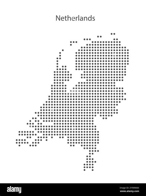Abstract dotted black and white map of Netherlands. Country map digital ...