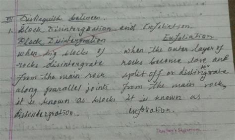 Difference between block disintegration and exfoliation?give answer ...