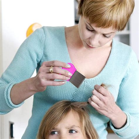 Q D PINK COLOR Metal Long stainless steel Teeth Magnify Lens Hair Lice ...