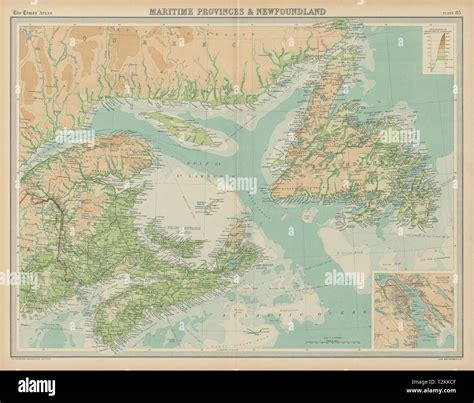 Canada Maritime Provinces & Newfoundland. Gulf of St Lawrence. TIMES 1922 map Stock Photo - Alamy