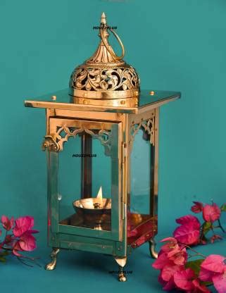 HOUZZPLUS Akhand Diya with Glass Cover Brass Diya for Puja Room Brass ...