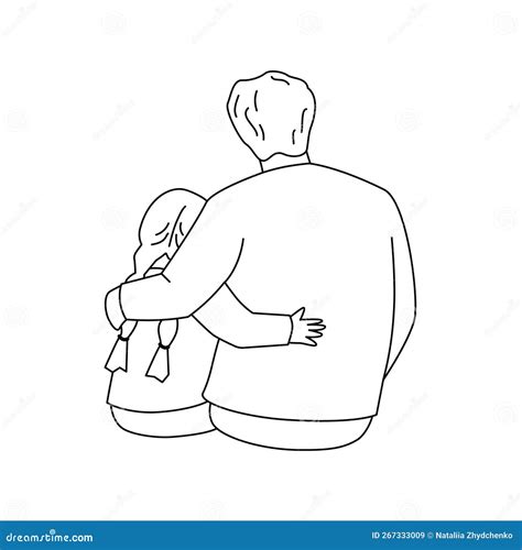Father is Hugging a Daughter Stock Vector - Illustration of childhood ...