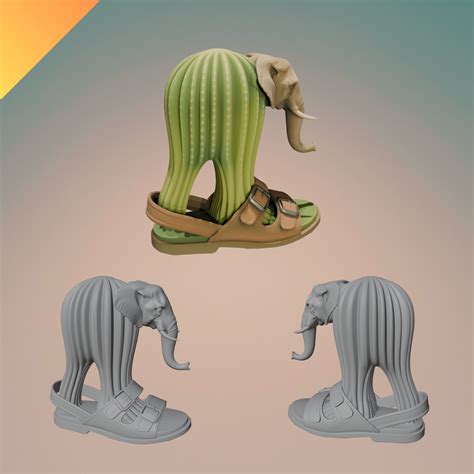 🐘 Lirili Larila 3D Model STL – Cursed Elephant Cactus Sandal Creature ...