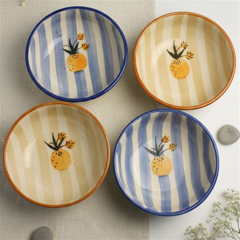 Ceramic Bowl Set Blue & Brown – Apricot Multipurpose | del hogar