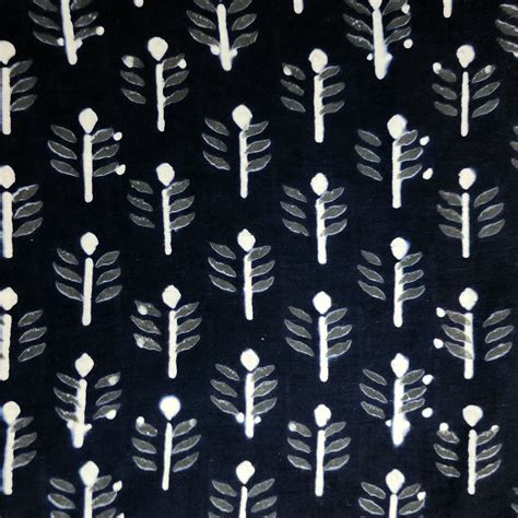 Pure Cotton Black With White Arrow Motifs Hand Block Print Fabric ...