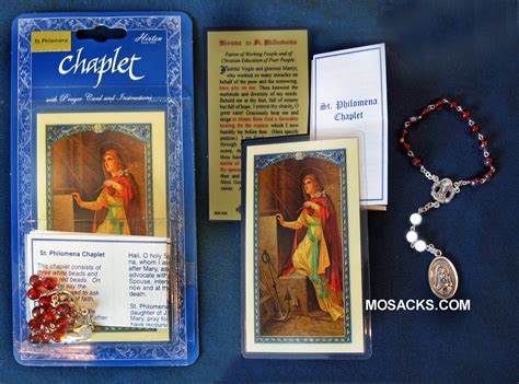 St. Philomena Chaplet and Prayer Card, medal of St. Philomena and Mary ...