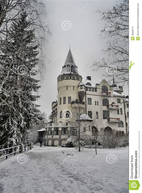 Castle among the Snow-covered Landscape Stock Image - Image of finland ...
