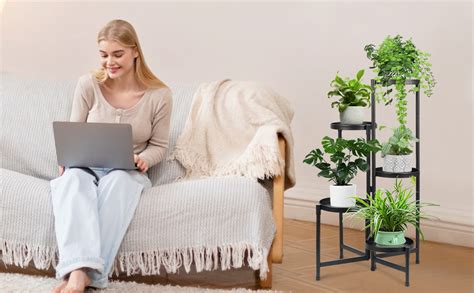 Snazzy 5 Tier Metal Plant Stand for Indoor Outdoor, Foldable Corner ...