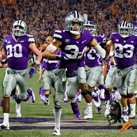 Celebration of the kansas state football team after defeating oklahoma ...