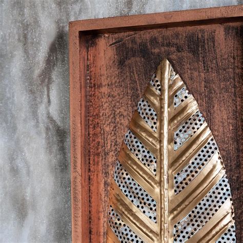 Buy VEDAS Metal and Wood Zoe Leaf Framed Wall Art from Vedas at just ...