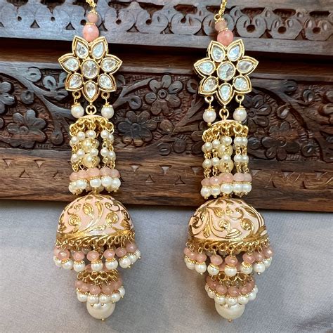 Buy Now Amisha Meenakari Pearl Jhumka – Purple Tresor