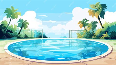 Playful swimming pool cartoon vector illustration | Premium AI ...