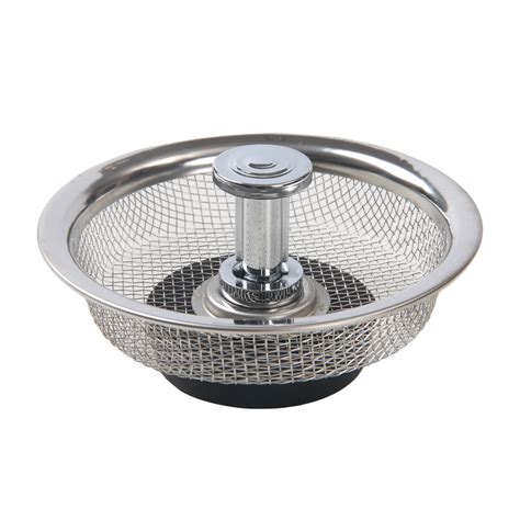 Mainstays Stainless Steel Mesh Sink Strainer with Rubber Stopper Silver ...