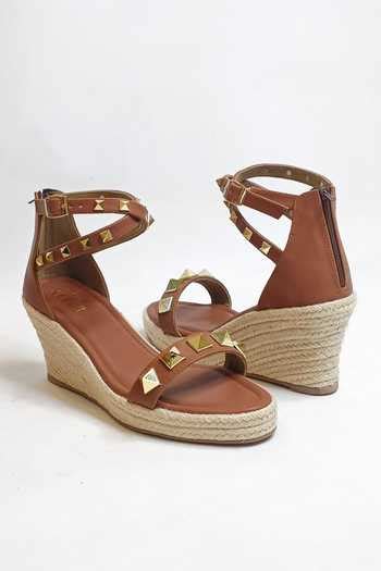 Buy Brown Studs Asher Studded Wedges by The Alter Online at Aza Fashions.