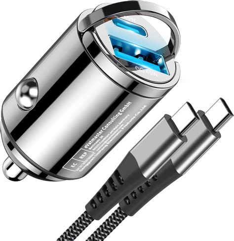 90W USB C Car Charger Adapter, Mini Car Phone Charger Cigarette Lighter ...