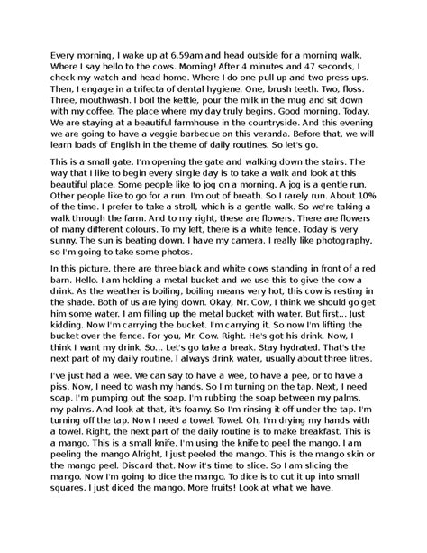 Daily Routine Insights: A Day in the Countryside (ENG101) - Studocu