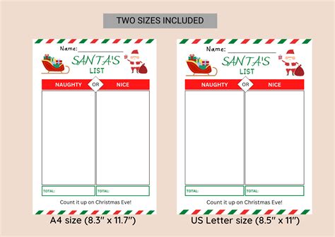 Printable Santa's Naughty or Nice List • Santa's List • Christmas ...