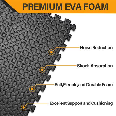 Puzzle Exercise Mat Interlocking Foam Gym Flooring Mat 48 Tile 3/4 ...