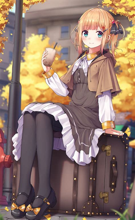 Download wallpaper 2053x3331 girl, dress, cup, anime hd background