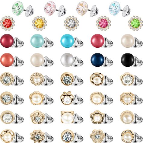 WILLBOND 50 Pieces Women Shirt Brooch Buttons Cover up Button Pin ...