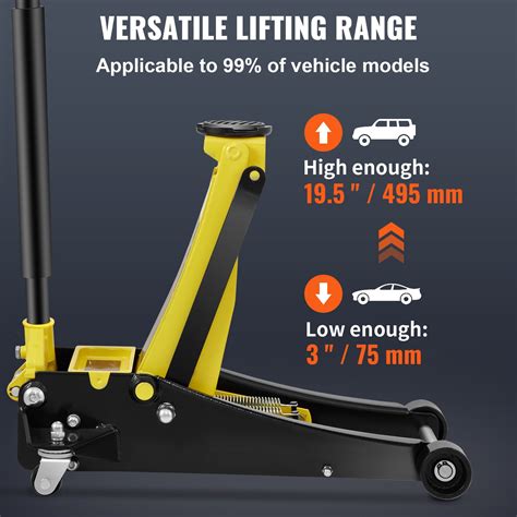 VEVOR Floor Jack, 3 Ton Low Profile Floor Jack, Heavy-duty Steel Racing ...