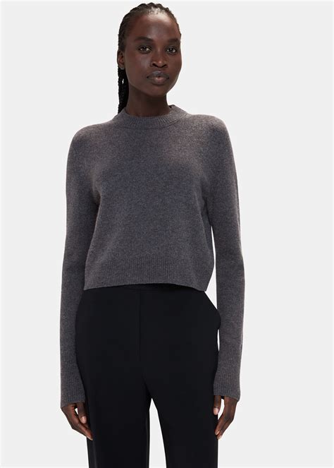 Dark Grey Wool Cropped Sweater | WHISTLES | Whistles UK