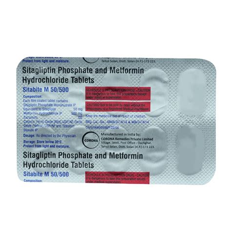 Sitabite M 50/500 mg Tablet 10's Price, Uses, Side Effects, Composition ...