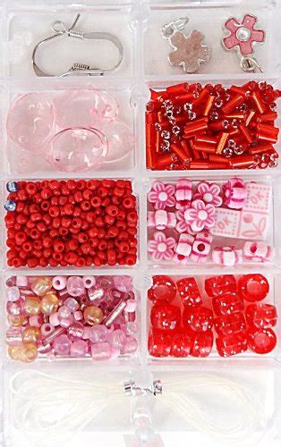 Buy Fiona Plastic Bead Box with Assorted Red and Pink Plastic Beads and ...