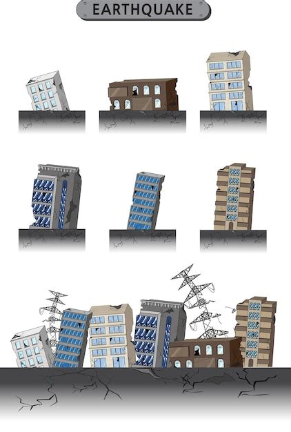 Buildings collapsed in an earthquake | Premium Vector