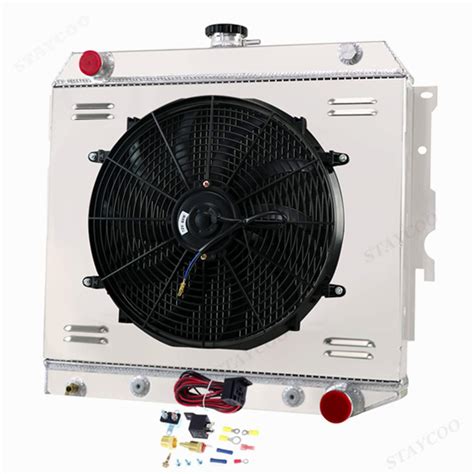 Buy STAYCOO 4 Row Aluminum Radiator +Fan Shroud Combo &Relay Kit for ...