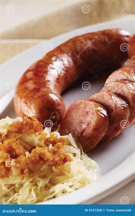 Boiled fresh pork sausage stock photo. Image of boiled - 9157328