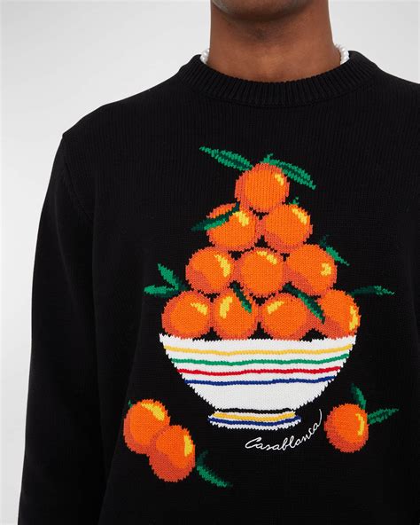 CASABLANCA Men's Pyramide D'Oranges Intarsia Sweater | Neiman Marcus