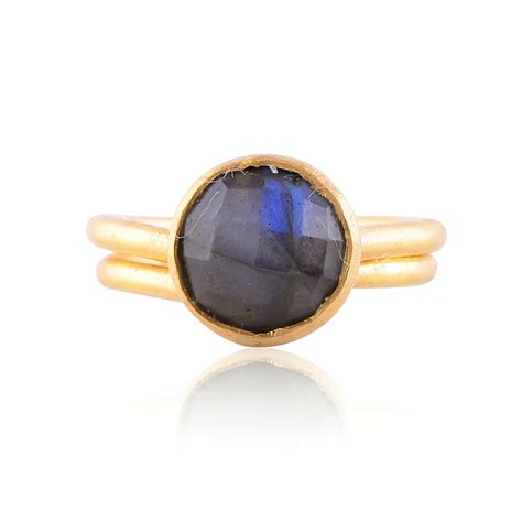 Handcrafted Silver Gold Plated Labrodorite Ring – Adore Jewels