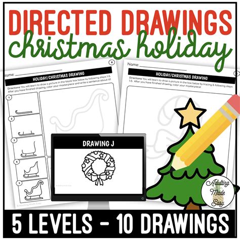 Christmas Holiday Art Directed Drawing Worksheets