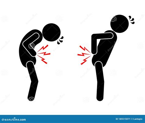 Pictogram Stomach Ache and Back Pain Stock Vector - Illustration of black, wound: 185515071