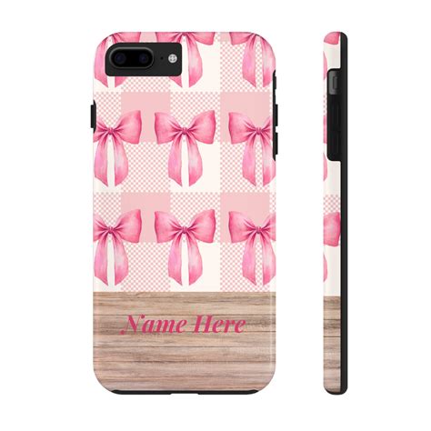 Personalized iPhone Case, Pink Bow Phone Case, Custom Gift, Coquette ...
