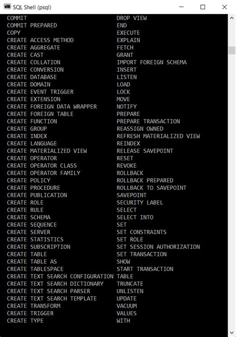 Image result for Psql Command Line Windows