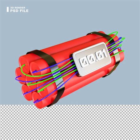 3d rendering bomb with timer illustration | Premium PSD