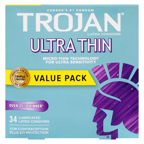 Trojan Ultra Thin Value Pack 34 Lubricated Latex Condoms — GreenShield ...