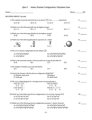 Electron Configuration Quiz - Fill and Sign Printable Template Online