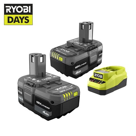 RYOBI ONE+ 18V Lithium-Ion 4.0 Ah Battery (2-Pack) and Charger Kit - Tanga