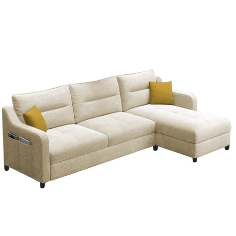 Casaliving Montario 4 Seater L Shape Sofa Set for Living Room (Cream F