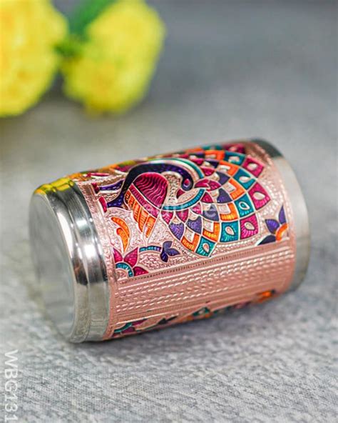 Meenakari Glass - Peacock Design - Copper Finish - WBG1310 – Wedtree