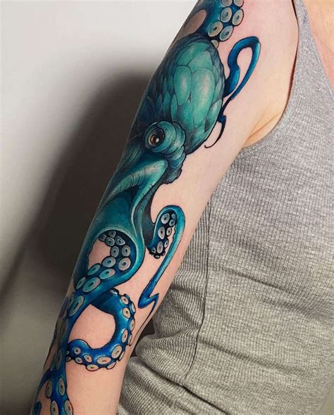 Octopus Ship Tattoo Sleeve Nautical ocean sea octopus anchor ship waves ...