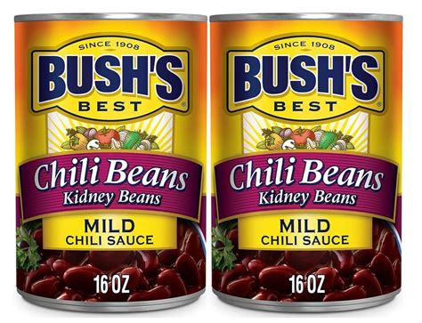 Bush's Chili Beans, Canned Kidney Beans in Mild Chili Sauce, 16 oz Can ...