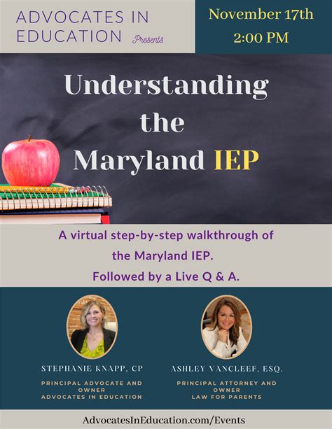 Parent Workshop: Understanding the Maryland IEP - Parent Resource Center