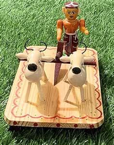 Crafts India® Handcrafted channapatna Wooden Farmer Ploughing The Field ...