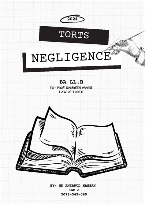Torts Black and White Hand Drawn Cover A4 Document - Law - Studocu