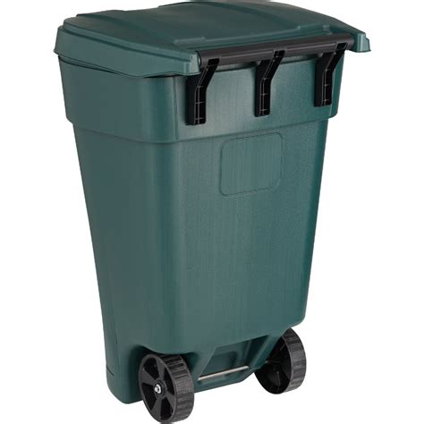 United Solutions 50 Gal. Green Plastic Wheeled Outdoor Trash Can with ...