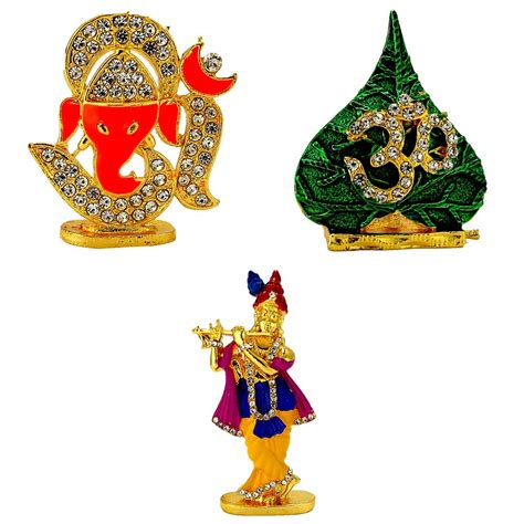 LE Om with Lord Ganesha Face Holy Symbol on Peepal Leaf Krishna (Krishn ...